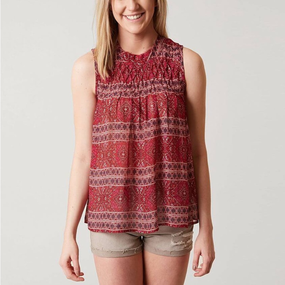 LUCKY BRAND flowy red and pink tank top size medium